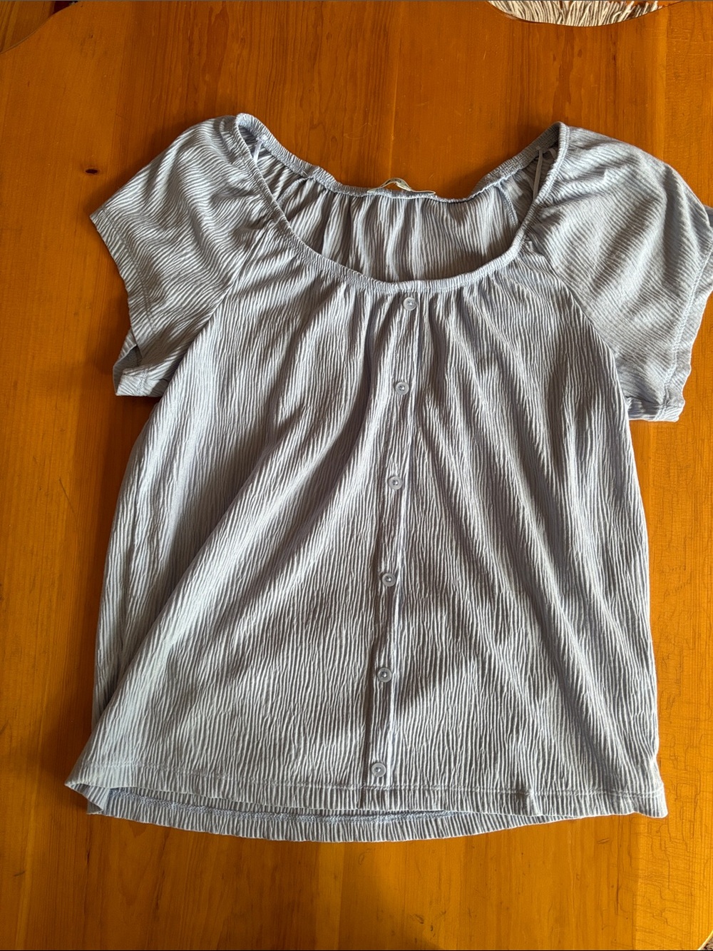 cleo Light Blue Button-Front Short Sleeve Top